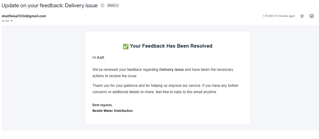 Update on your feedback: Delivery issue (15c_Email Customer feedback updated.png)